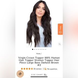 Vivien Hair Topper/ half wig- 20” dark brown